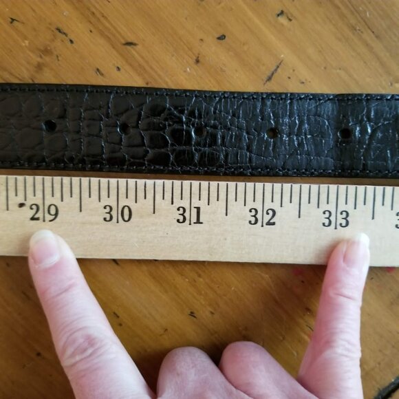 WCM New York Black Leather Belt, Mock Reptile Alligator Croc Print, Size Large - Picture 10 of 13